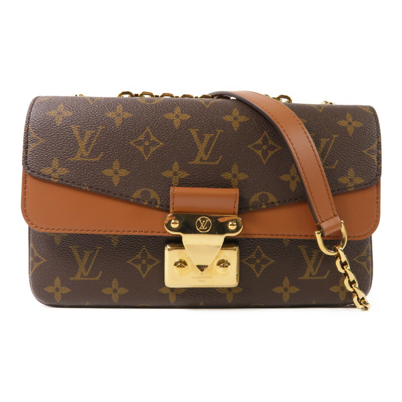LOUIS VUITTON Monogram Marceau金扣鏈帶肩背袋棕色-0