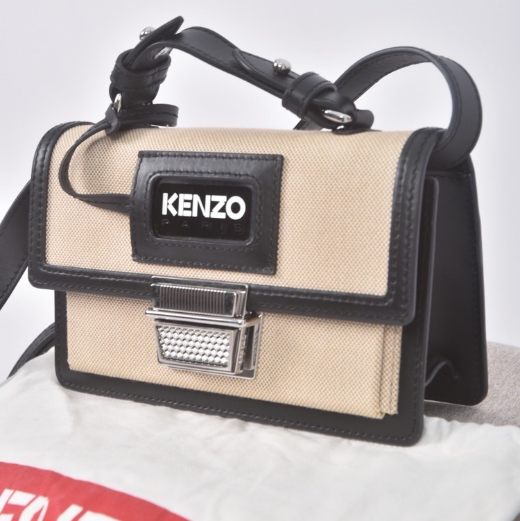 Kenzo杏色手提肩背兩用帆布硬盒包-7