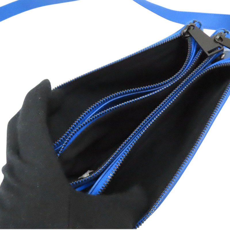 【再降價】藍色編織羊皮三層拉鍊肩背【BOTTEGA VENETA BV 寶緹嘉】 609692-4