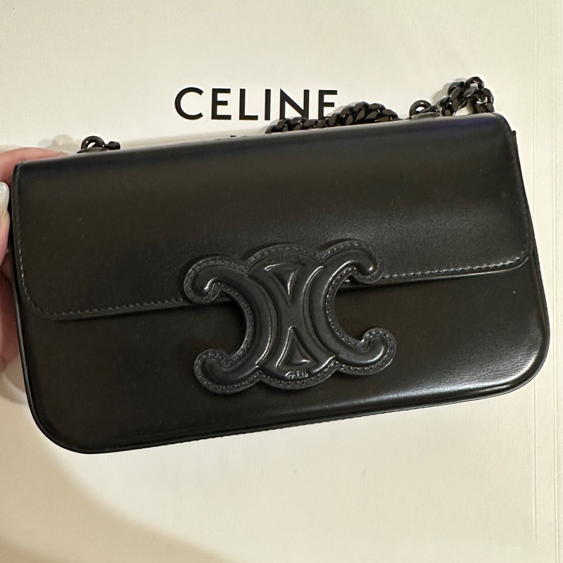CELINE秀款 黑色凱旋鏈包-6