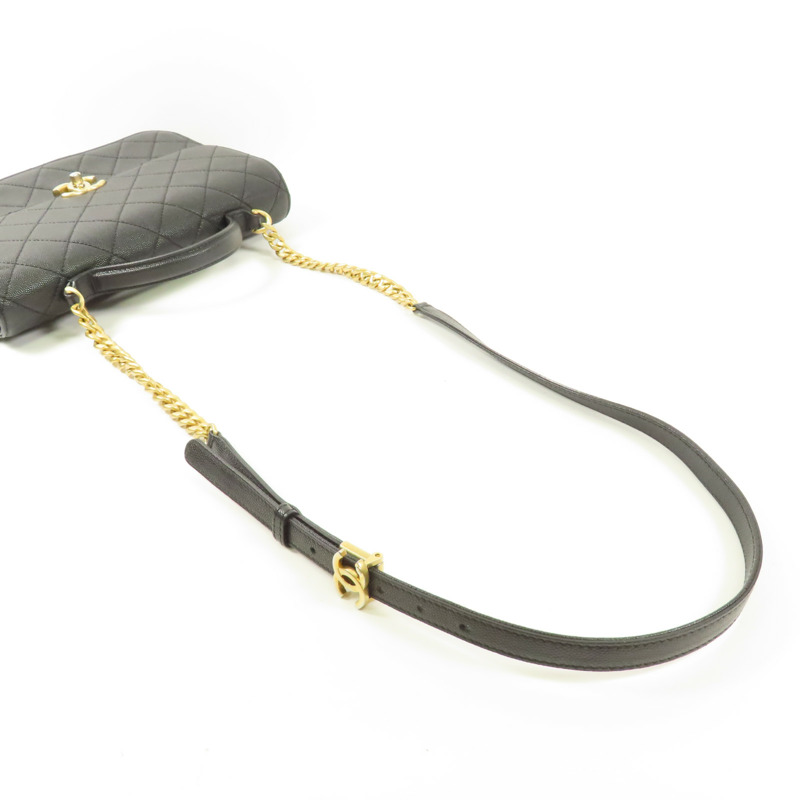 CHANEL 牛皮皮革Chain Shoulder金扣手挽肩背兩用袋-7