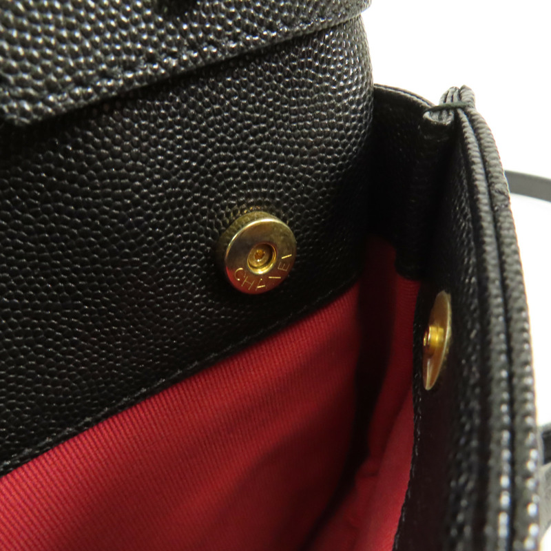 CHANEL 牛皮皮革Chain Shoulder金扣手挽肩背兩用袋-20