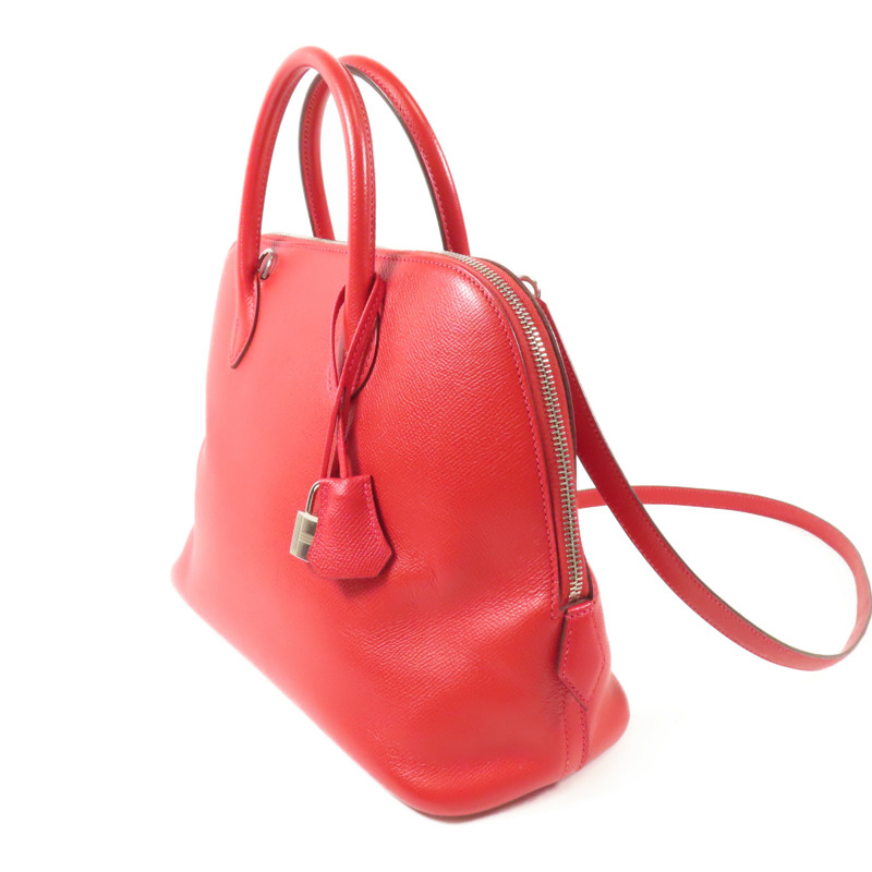 HERMES Epsom皮革Bolide1923 30銀扣手挽肩背兩用袋Rouge Tomate-2