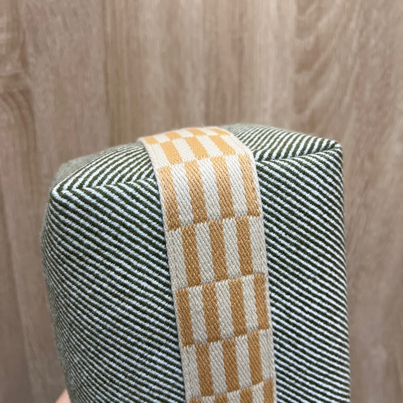 Hermes 森林綠白斜紋羊毛Bride a Brace銀扣小型手提包-5