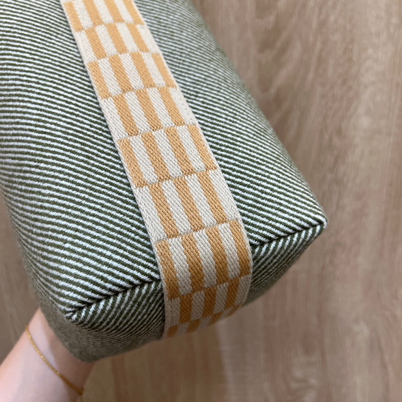 Hermes 森林綠白斜紋羊毛Bride a Brace銀扣小型手提包-6