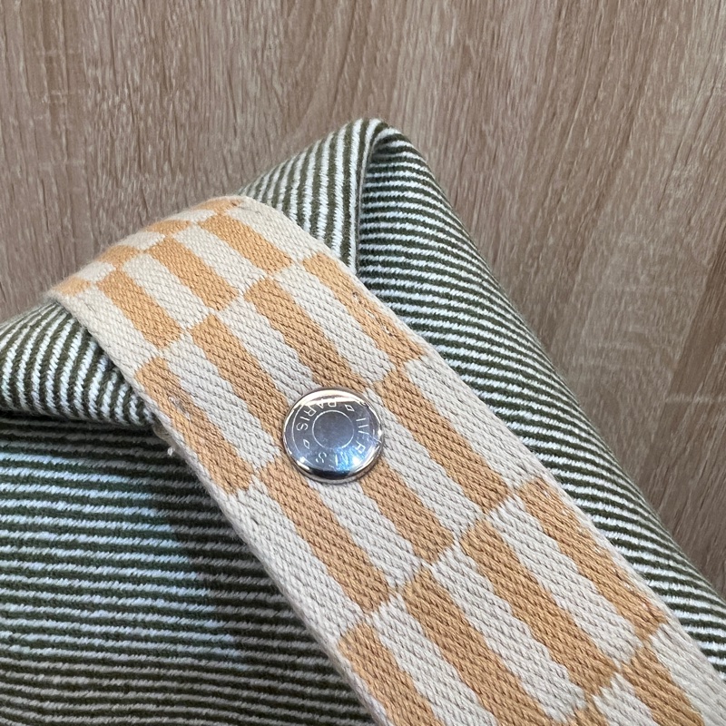 Hermes 森林綠白斜紋羊毛Bride a Brace銀扣小型手提包-8