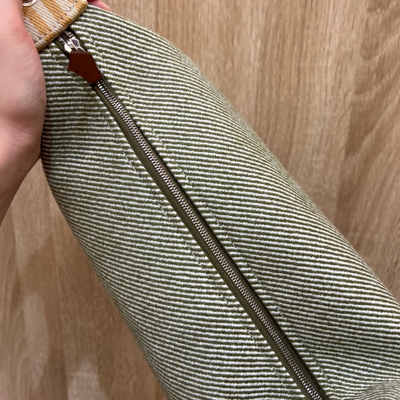 Hermes 森林綠白斜紋羊毛Bride a Brace銀扣小型手提包-9