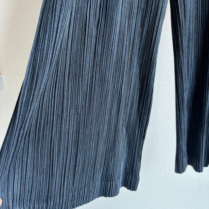 PLEATS PLEASE ISSEY MIYAKE 三宅一生PP 藍黑直紋寬褲-3