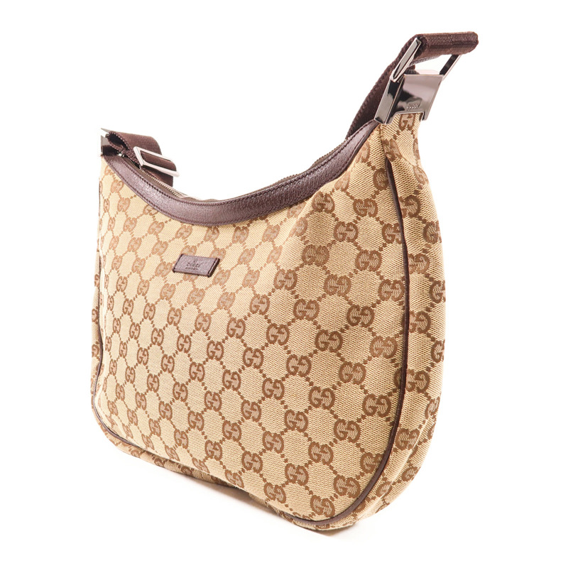 GUCCI 帆布Shoulder Bag銀扣肩背袋-2