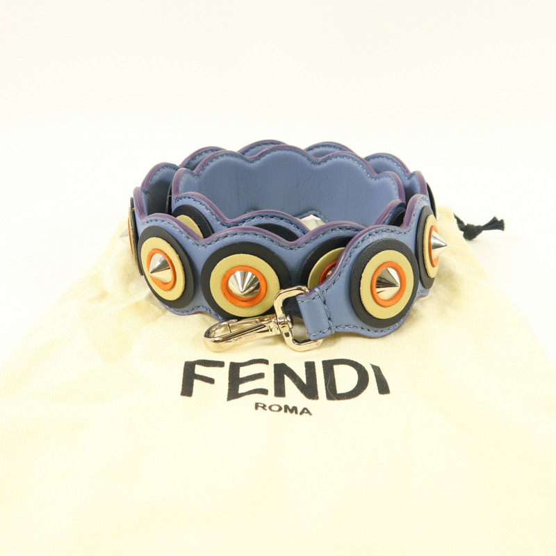FENDI 皮革Shoulder Strap銀扣肩背帶-8