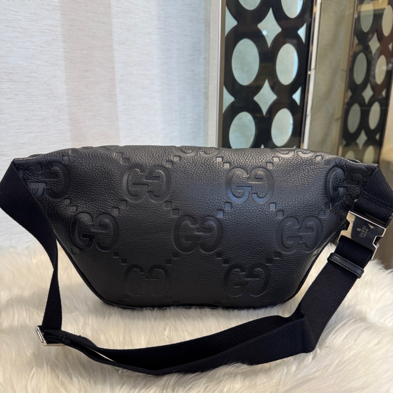 Gucci 黑牛皮超級雙G大號胸腰包 離櫃品❤️-1