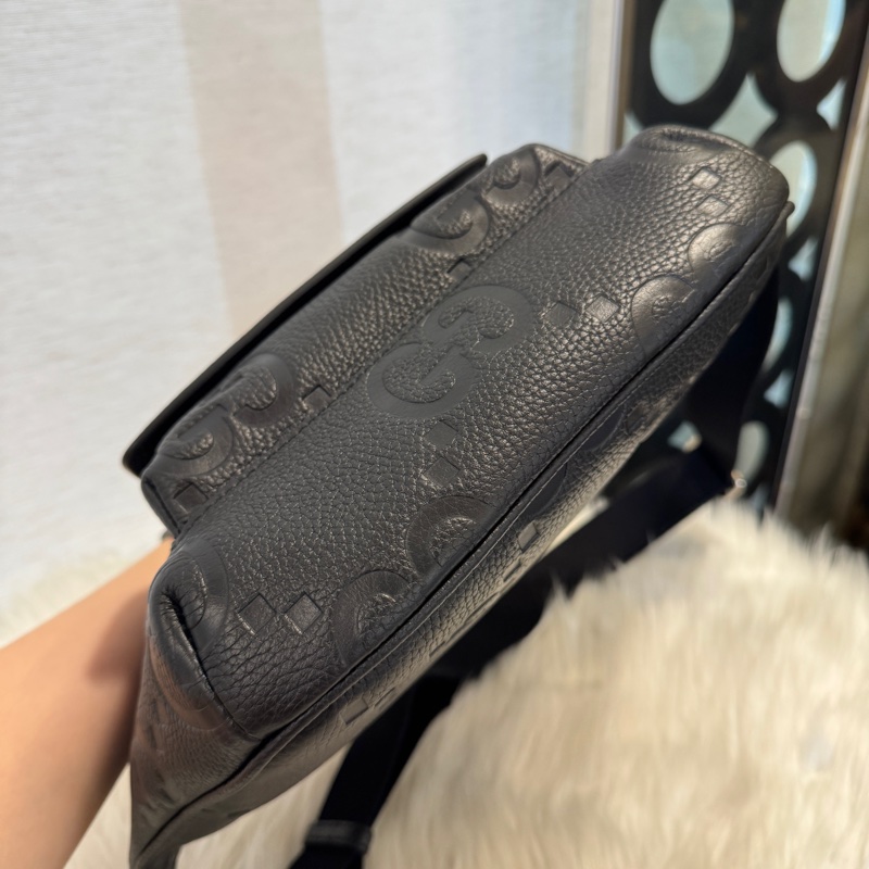 Gucci 黑牛皮超級雙G大號胸腰包 離櫃品❤️-2