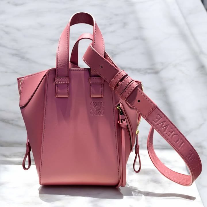 LOEWE緞面小牛皮吊床/玫紅色-0