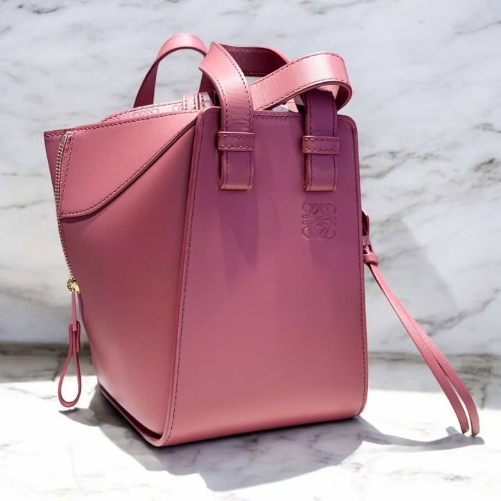 LOEWE緞面小牛皮吊床/玫紅色-3