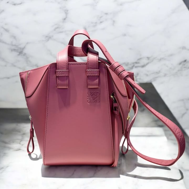 LOEWE緞面小牛皮吊床/玫紅色-4