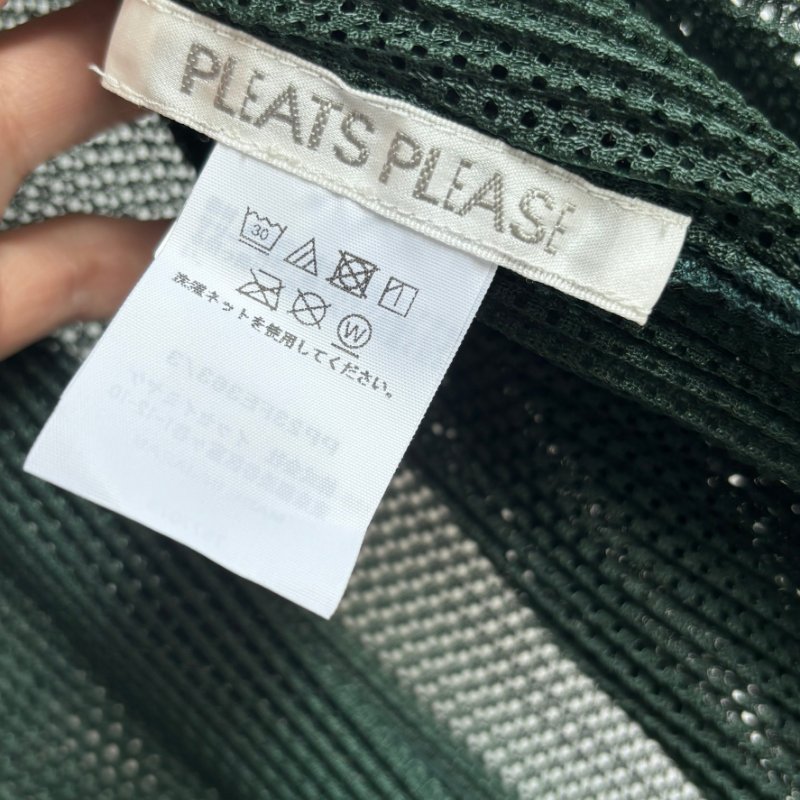 PLEATS PLEASE ISSEY MIYAKE 三宅一生PP 松綠色網狀長版背心罩衫3號-13