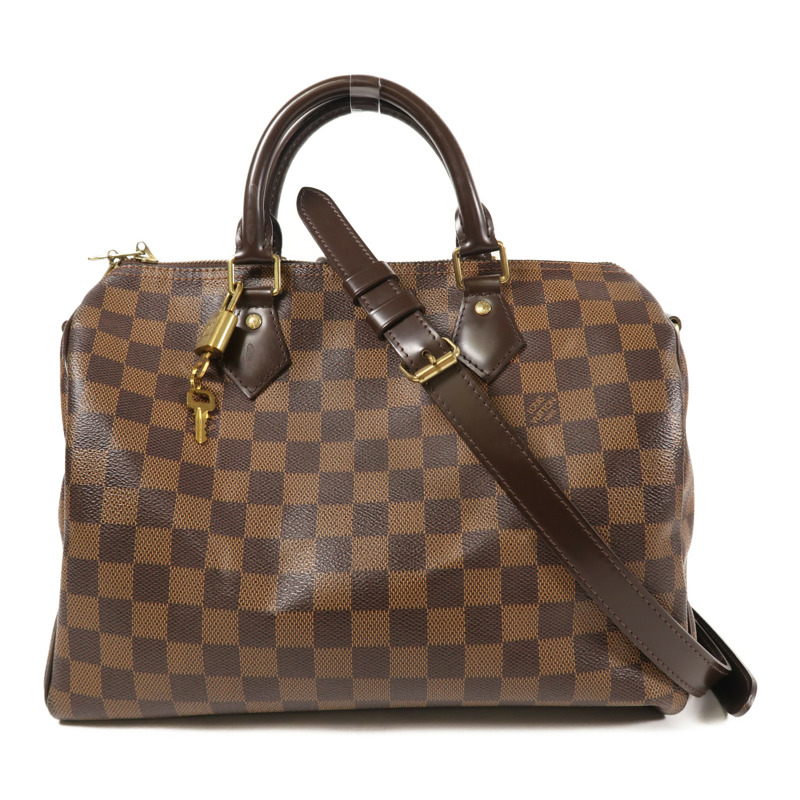 LOUIS VUITTON Damier Speedy Bandouliere 30金扣手挽肩背兩用袋-1