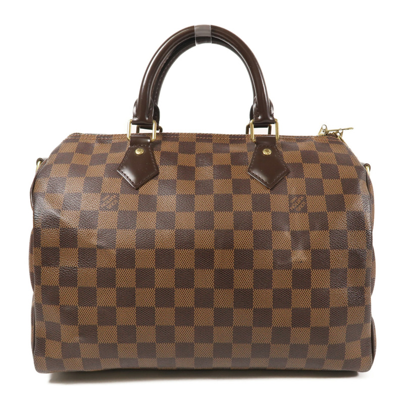 LOUIS VUITTON Damier Speedy Bandouliere 30金扣手挽肩背兩用袋-2