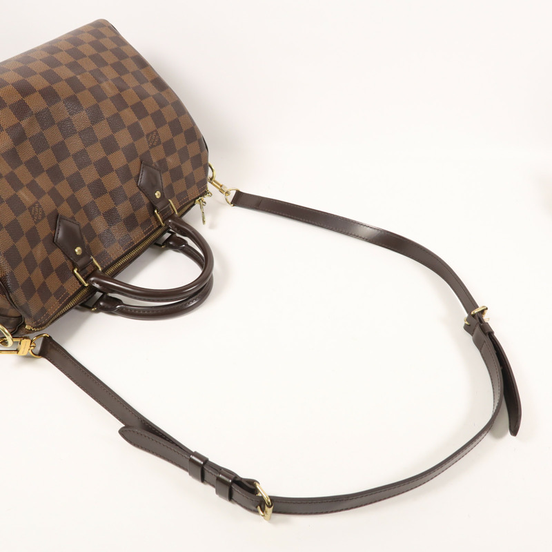 LOUIS VUITTON Damier Speedy Bandouliere 30金扣手挽肩背兩用袋-4
