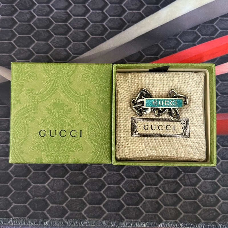 Gucci 琺瑯綠色做舊手鍊 17cm-0
