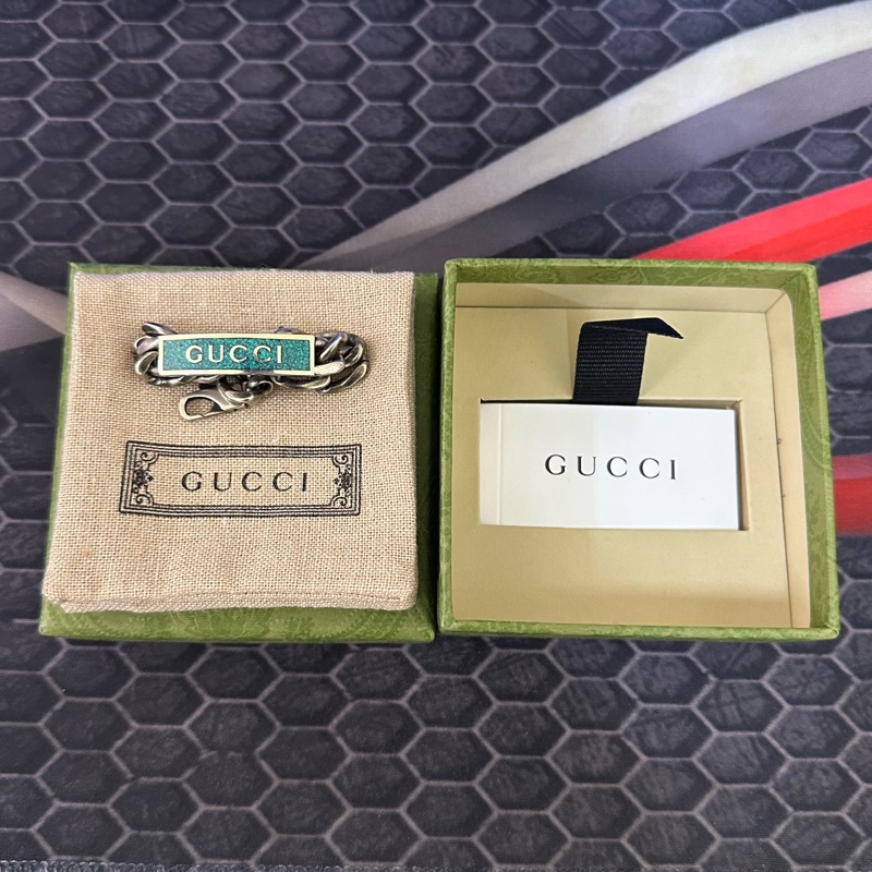 Gucci 琺瑯綠色做舊手鍊 17cm-2