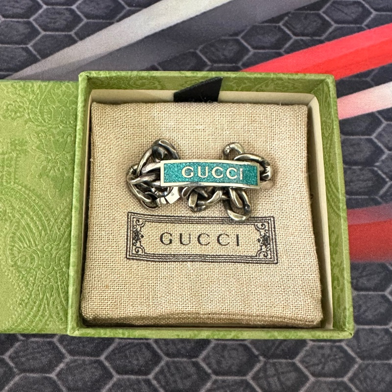 Gucci 琺瑯綠色做舊手鍊 17cm-5