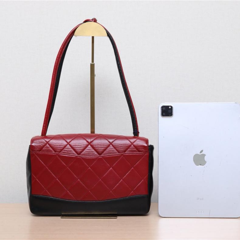 CHANEL(香奈兒) 中古 拼色CF單肩包 紅色 6開-2