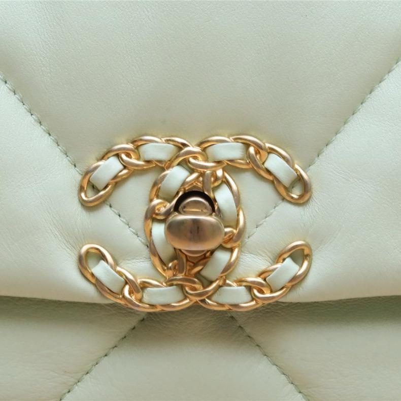 CHANEL(香奈兒) 19BAG 口蓋包 小號 26cm 薄荷綠 晶片開 金扣-5