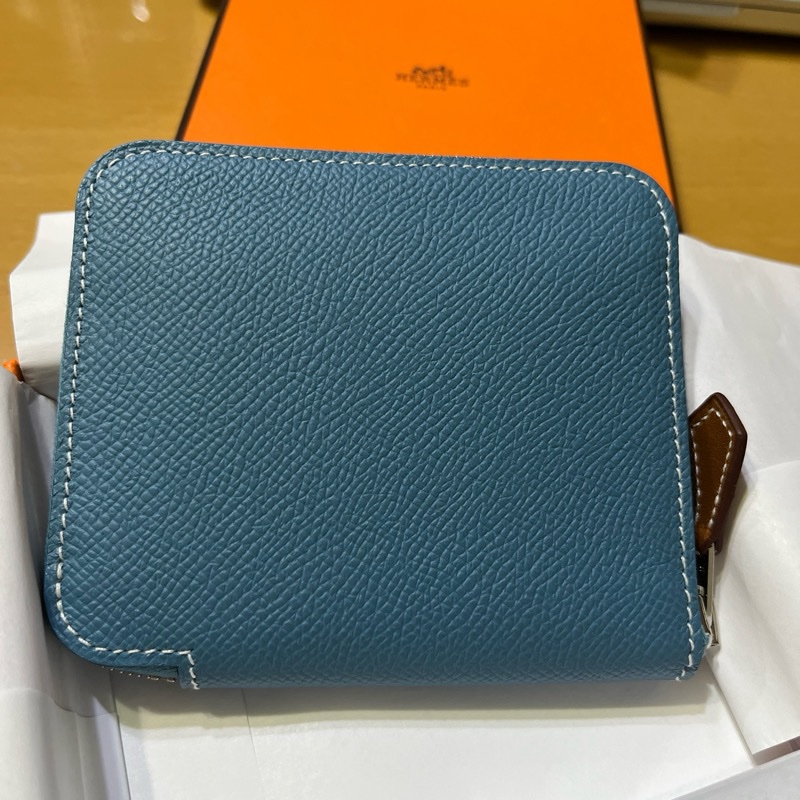 Hermes 絲巾短夾 牛仔藍-0