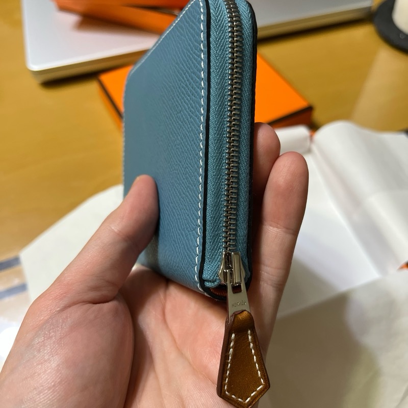 Hermes 絲巾短夾 牛仔藍-2