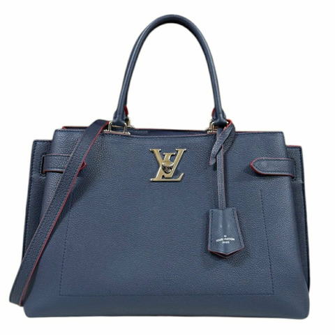 路易威登 Lock Me Day 單肩包 皮革 M53645 海軍藍 女款包 LOUIS VUITTON 2way