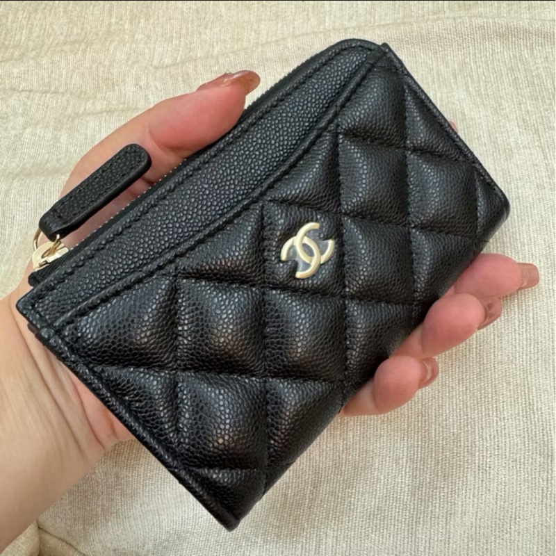 CHANEL _全新經典芯片拉鏈卡夾零錢包(荔枝牛皮)-1