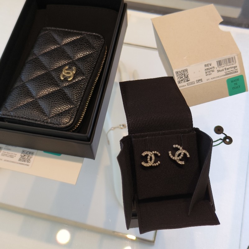 Chanel 水鑽珍珠耳環-5