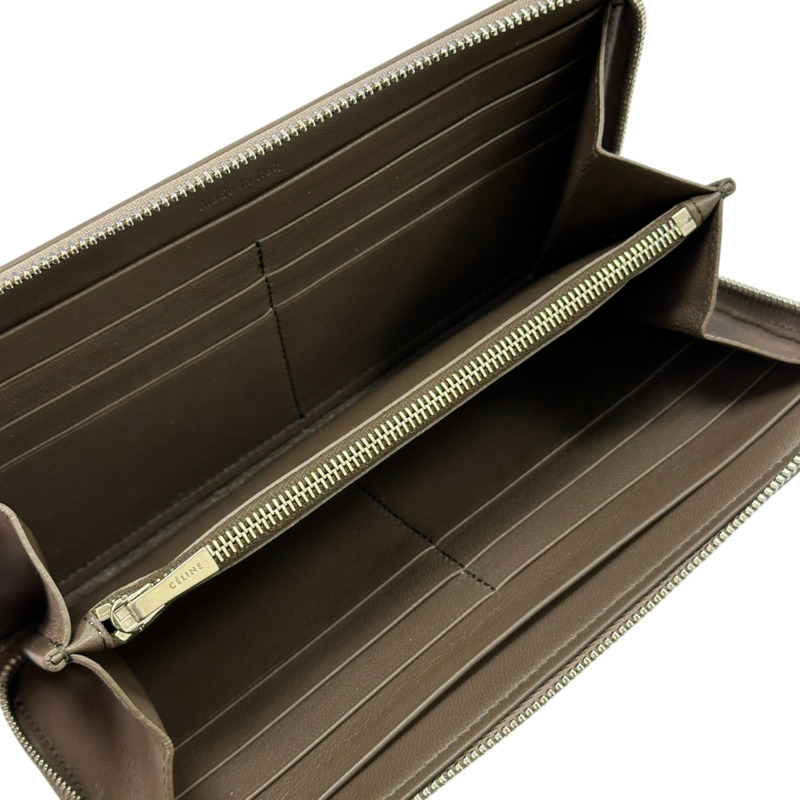 灰色 牛皮 Continental 拉鏈 長夾【CELINE 賽琳】-4