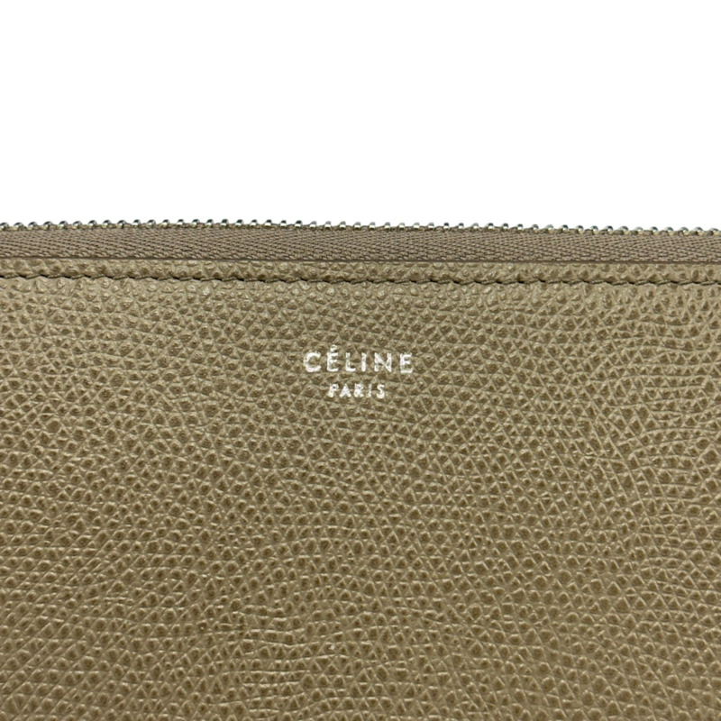 灰色 牛皮 Continental 拉鏈 長夾【CELINE 賽琳】-5