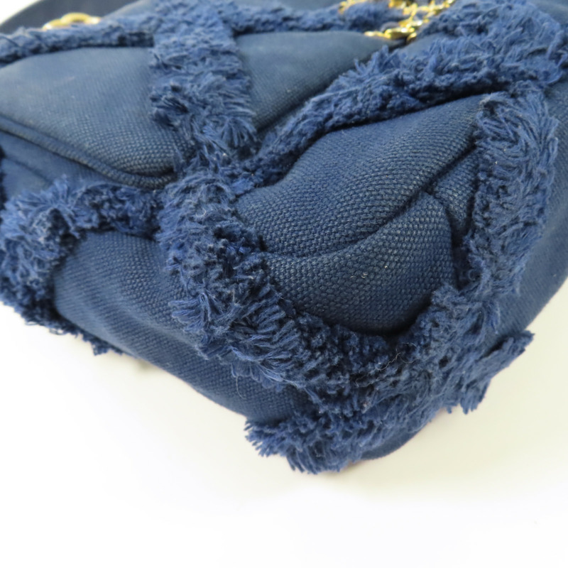 CHANEL 帆布Chanel 19金扣鏈帶手挽肩背兩用袋-9