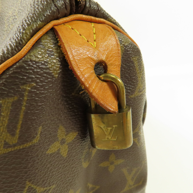 LOUIS VUITTON Monogram Speedy 30金扣手挽袋棕色-10