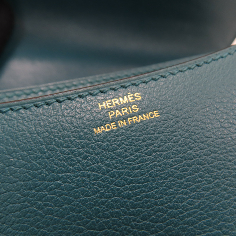 孔雀綠 Evercolor 牛皮 Constance 19 康康包 肩背包 U刻 金扣【HERMES 愛馬仕】-7