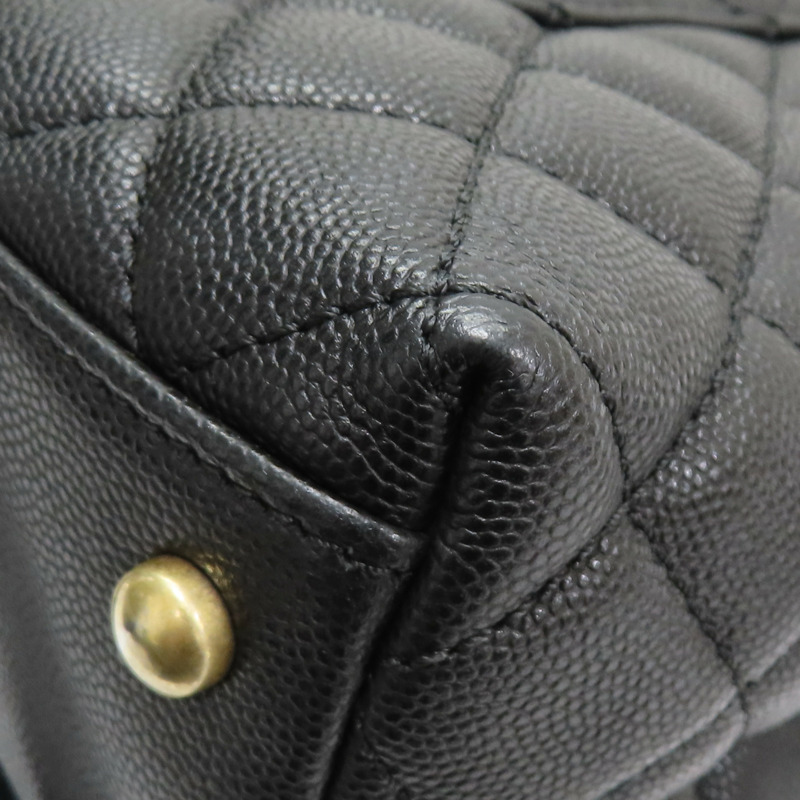 黑色菱格紋皮革鏈帶CoCo肩背A92991-12