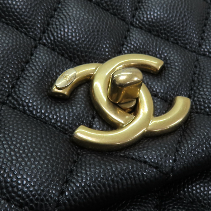 黑色菱格紋皮革鏈帶CoCo肩背A92991-15