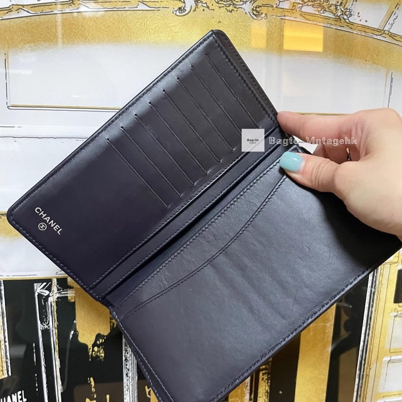Navy Chanel Classic Caviar Long Wallet-2