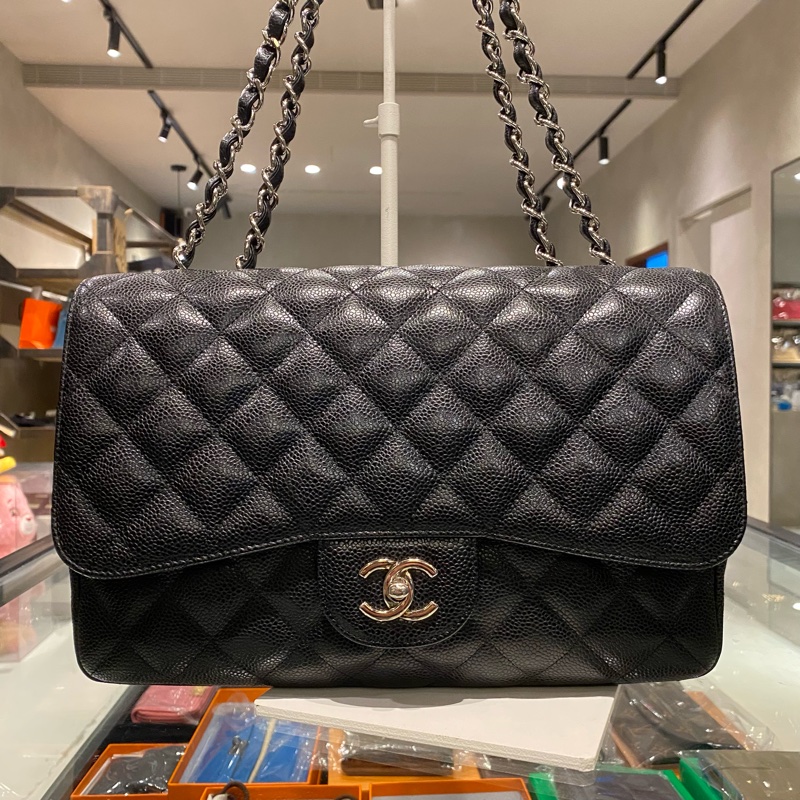 chanel Jumbo 黑銀 肩背包-0
