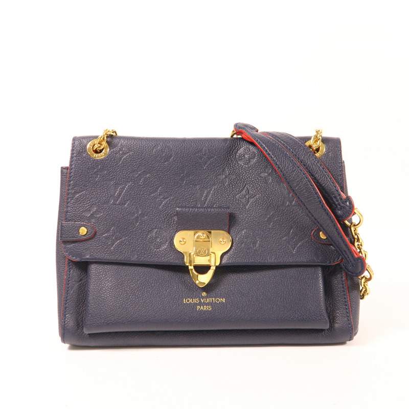 LOUIS VUITTON Monogram Empreinte Vavin PM金扣肩背袋深藍色-0