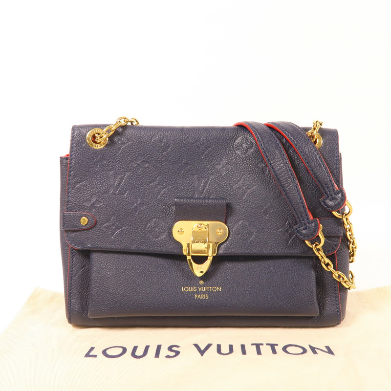 LOUIS VUITTON Monogram Empreinte Vavin PM金扣肩背袋深藍色-11