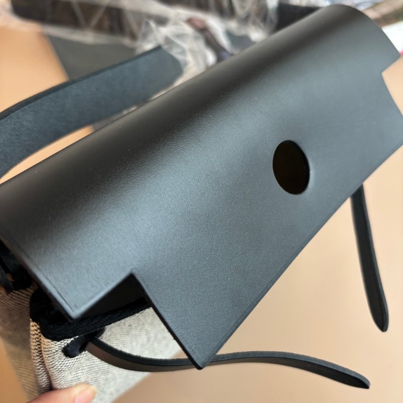 ::HERMES:: 愛馬仕 W刻MINI HERBAG 帆布黑皮革金釦斜背包-5