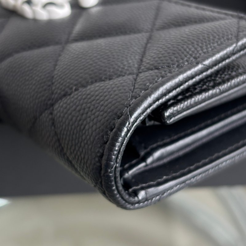 ::CHANEL:: AP3714 19系列 黑白雙C 黑色荔枝皮革中夾-2