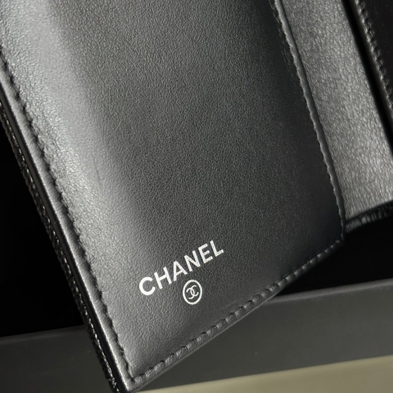 ::CHANEL:: AP3714 19系列 黑白雙C 黑色荔枝皮革中夾-6