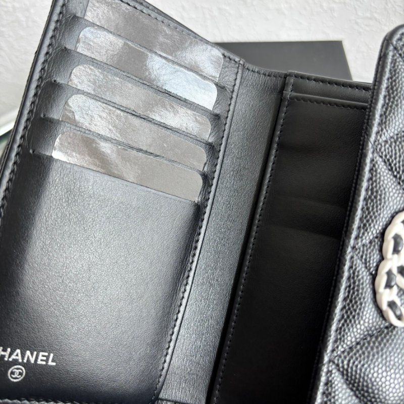 ::CHANEL:: AP3714 19系列 黑白雙C 黑色荔枝皮革中夾-8