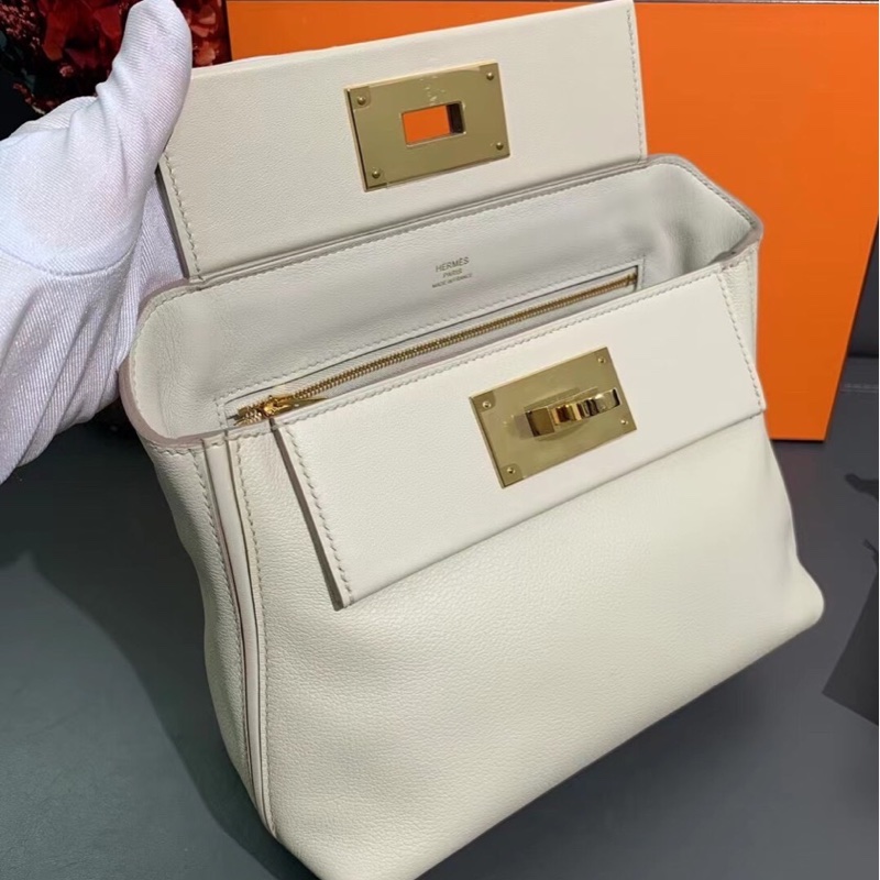 Hermes愛馬仕2424mini水泥灰金扣tc皮B刻-3