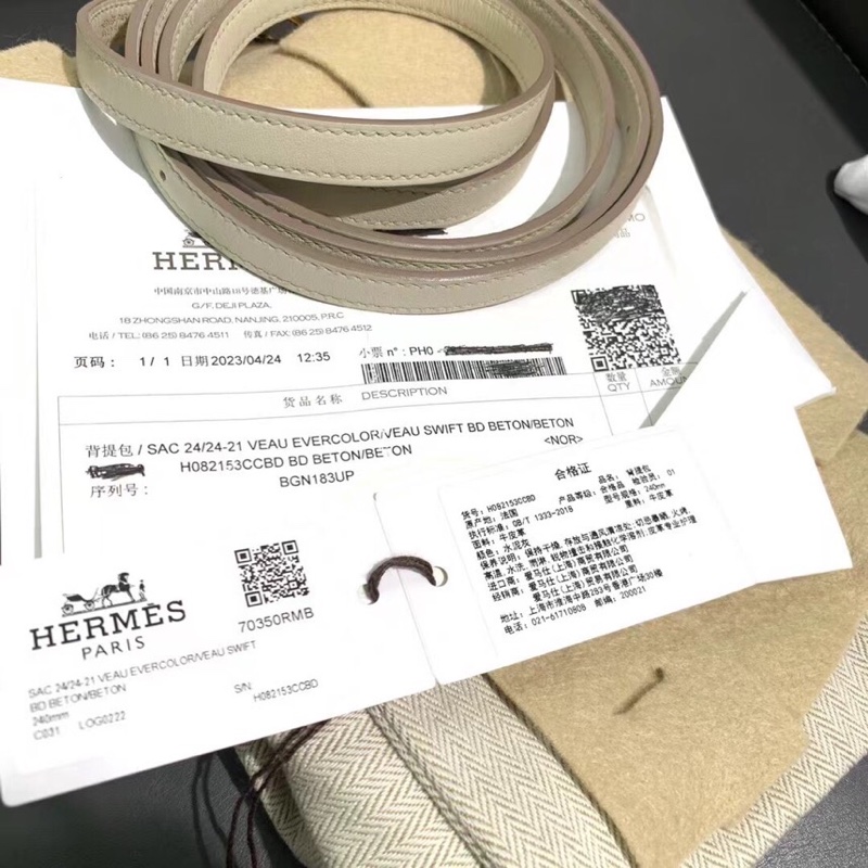 Hermes愛馬仕2424mini水泥灰金扣tc皮B刻-6